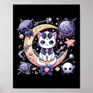 Affiche Sailor Meow mignonne Lune Chat Espace Magique Goth