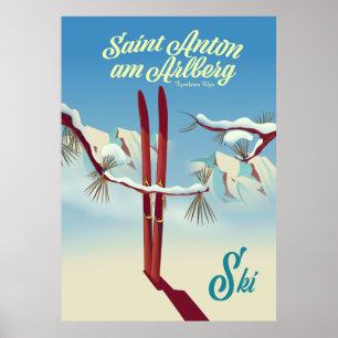 Affiche Saint Anton am Arlberg, Alpes Tyroliennes, Autrich