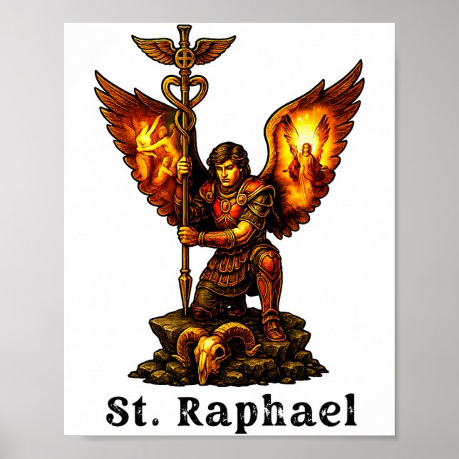 Affiche Saint Archange Raphaël Art Chrétien Foi  (Devant)