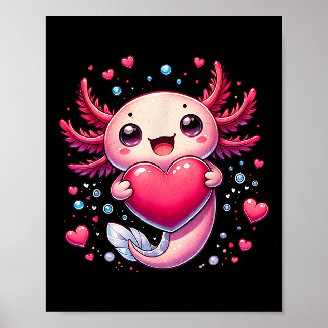 Affiche Saint Axolotl Coeur Valentines Journée pour les fi (Devant)