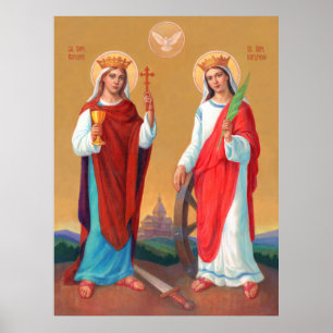 Affiche Saint Barbara Et Sainte Catherine