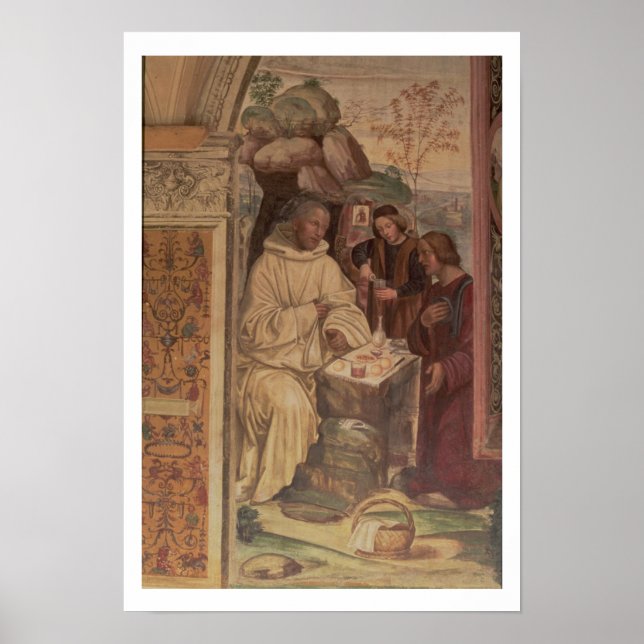 Affiche Saint Benoît contre un paysage, de la vie ou (Devant)