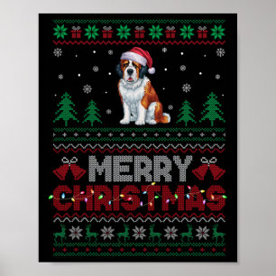 Affiche Saint Bernard Amoureux de les chiens Santa Hat Arb