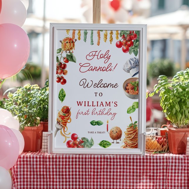 Affiche Saint Cannoli petite boulette de viande 1er annive (Holy Cannoli little meatball 1st birthday welcome Poster)