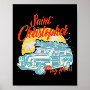 Affiche Saint-Christophe Surfer Dude Hommes de surf Plage
