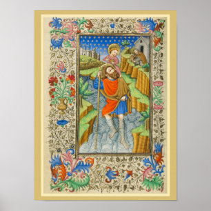 Affiche Saint Christopher Illumination médiévale