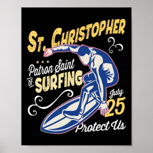 Affiche Saint Christopher Surf Saint Patron du Surfing Cha