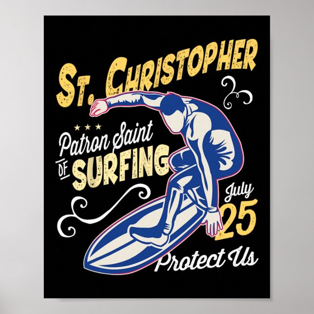 Affiche Saint Christopher Surf Saint Patron du Surfing Cha (Devant)