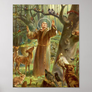 Affiche Saint François d'Assise prêchant aux animaux