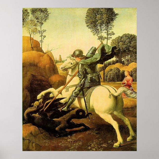 Affiche "Saint George et le dragon" de Raphaël (vers 1505) (Devant)