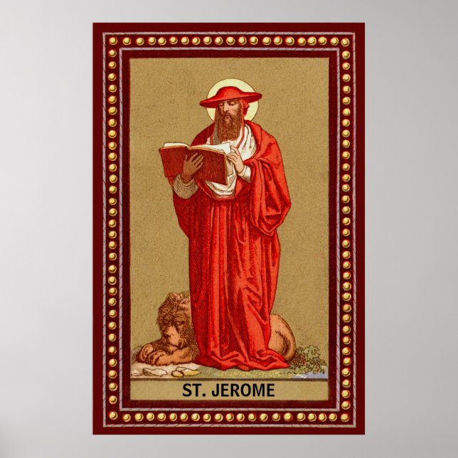 Affiche Saint Jérôme, cardinal avec Lion (P 004) (Devant)