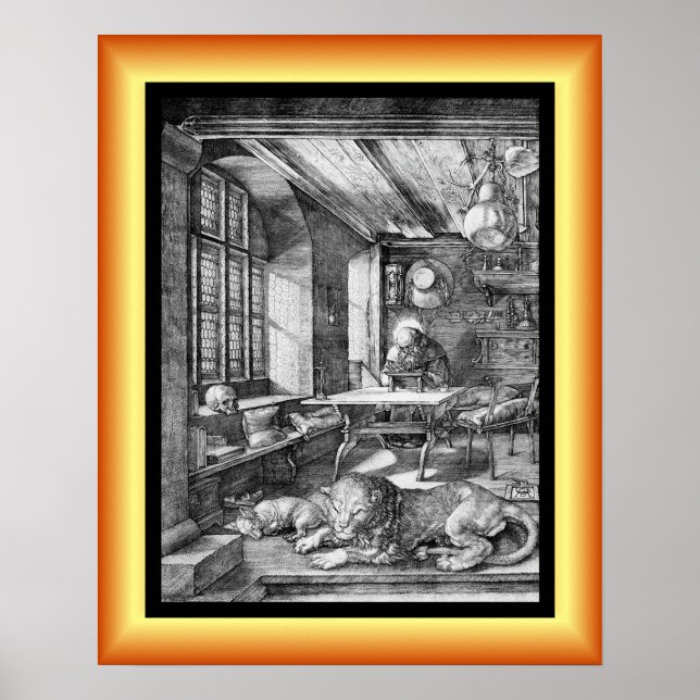 Affiche Saint Jérôme dans son étude ~ Engraving 1521 ~ (Devant)