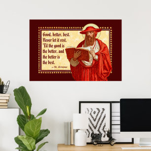 Affiche Saint Jérôme en cardinal avec citation motivante
