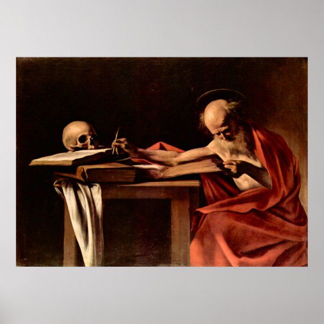 Affiche Saint Jérôme en écriture par Caravaggio (Devant)