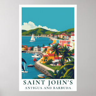 Affiche Saint John's Antigua-et-Barbuda Voyage Rétro