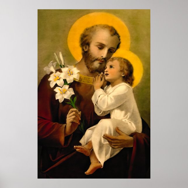 Affiche Saint Joseph et Enfant Jésus catholique Saint Impr (Devant)