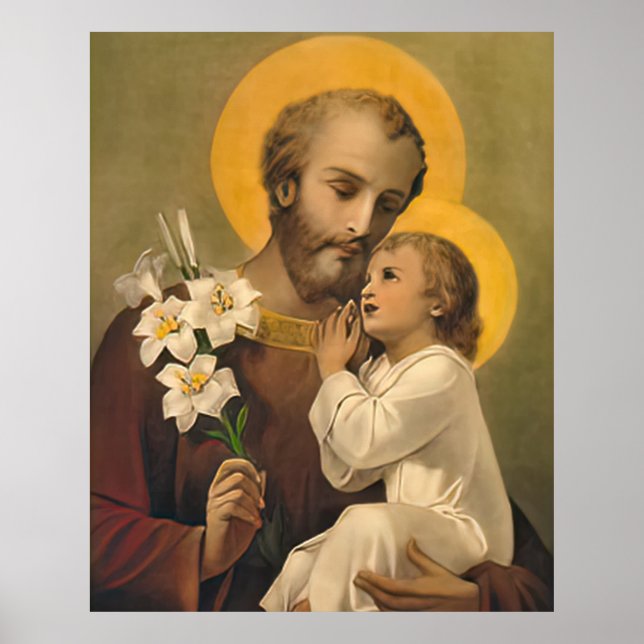 Affiche Saint Joseph et Enfant Jésus catholique Saint Impr (Devant)