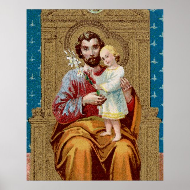 Affiche Saint Joseph intronisé avec l'enfant Jésus (Devant)