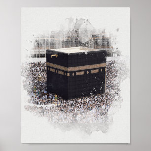 Affiche Saint Kaaba, Masjid Al Haram, aquarelle illustrée