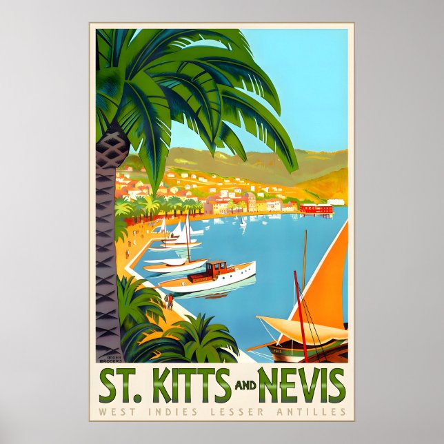Affiche Saint-Kitts-et-Nevis Antilles Caraïbes Voyage (Devant)