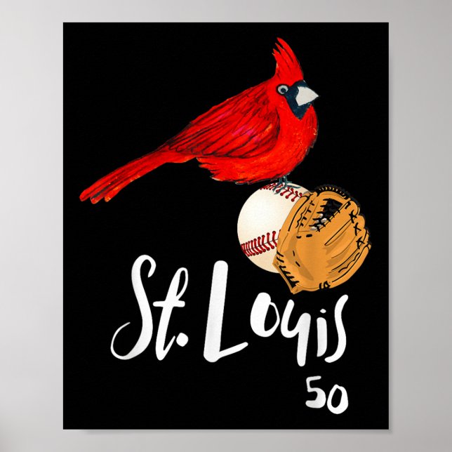 Affiche Saint-Louis Cardinal Rouge Numéro 50 Art Baseball  (Devant)