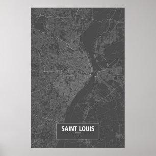 Affiche Saint Louis, Missouri (blanc sur le noir)