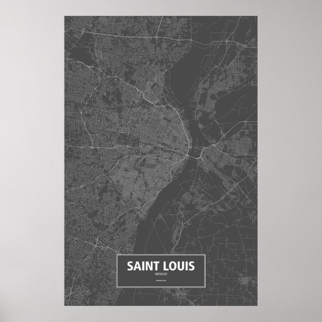 Affiche Saint Louis, Missouri (blanc sur noir) (Devant)