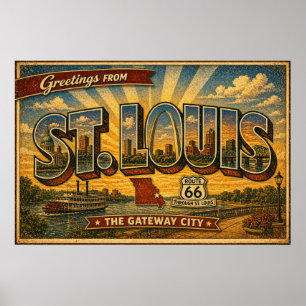 Affiche Saint-Louis Route 66 Voyages Rétro