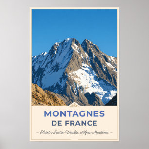 Affiche Saint-Martin-Vésubie, France – Snowy Peaks