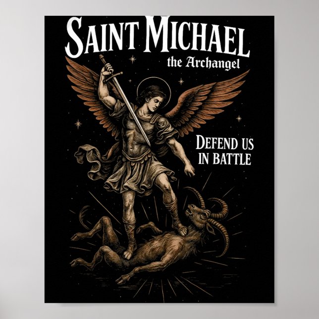 Affiche Saint Michael Defend Us In Battle Archangel Christ (Devant)