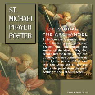 Affiche Saint Michel la prière de l'archange avec un texte