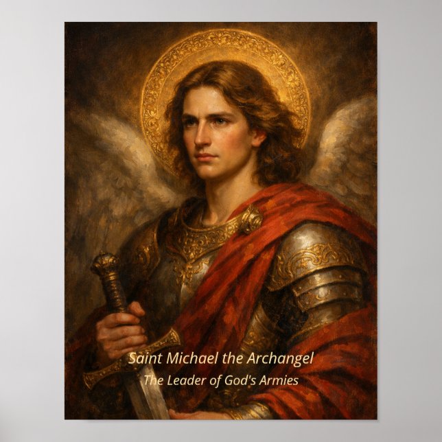 Affiche Saint Michel l'Archange avec armure et épée (Devant)