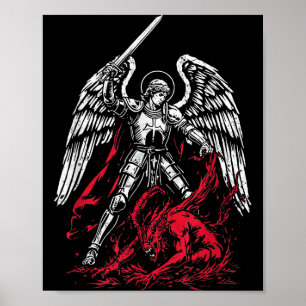 Affiche Saint Michel l'Archange vainc Satan catholique 