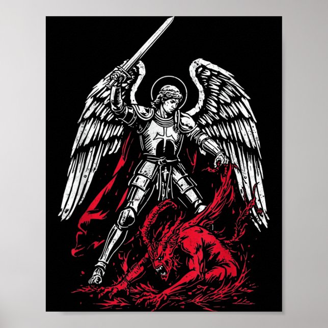 Affiche Saint Michel l'Archange vainc Satan catholique  (Devant)