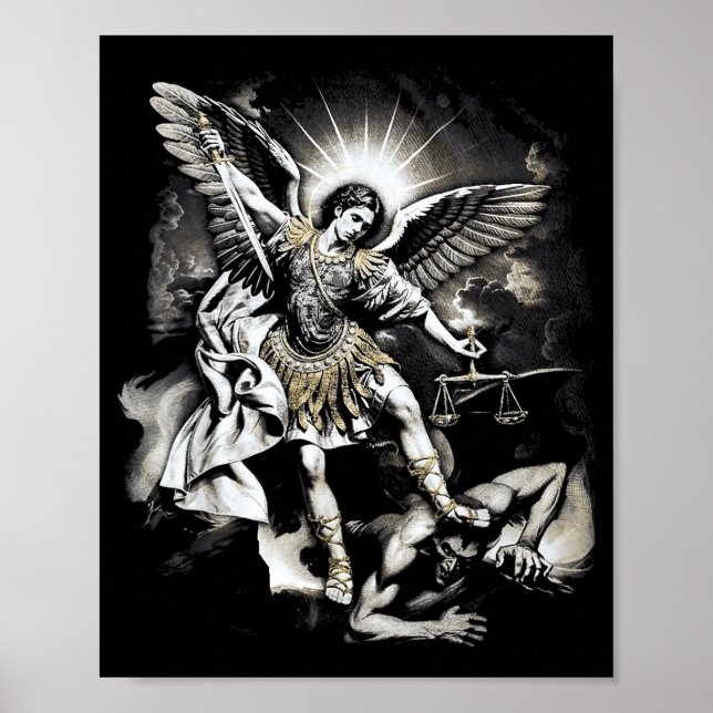 Affiche Saint Michel vainquant Satan Archange Guerrier  (Devant)