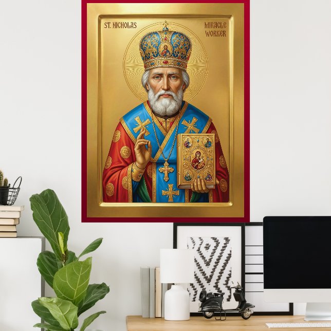 Affiche Saint Nicholas orthodox  icon (Bureau à domicile)