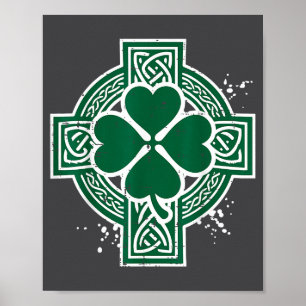 Affiche Saint-Patrick Céltique Nœud Trèfle Croix Irlandais
