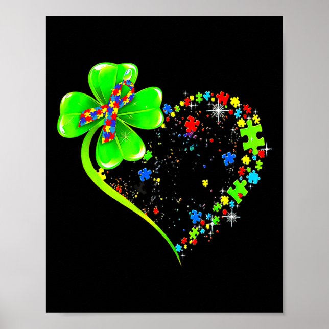 Affiche Saint-Patrick Clover Autisme Drôle Autisme Sensibi (Devant)