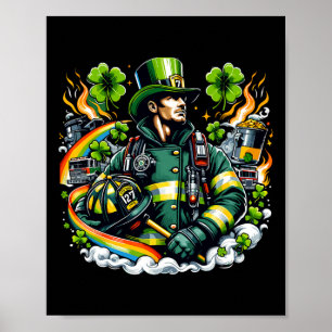 Affiche Saint-Patrick Men pompiers jour de la Saint-Patric