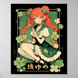 Affiche Saint Patricks Day Anime Girl Manga Green Kawaii C