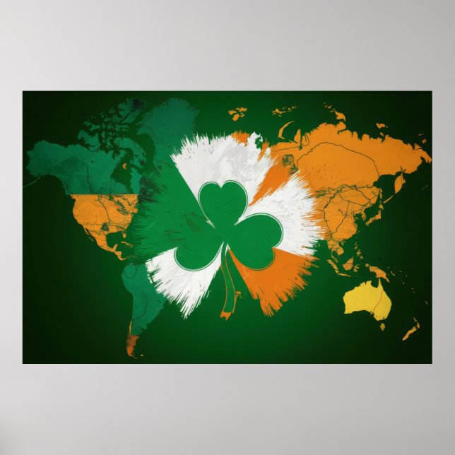 Affiche Saint Patrick's Day, couleurs du drapeau irlandais (Devant)