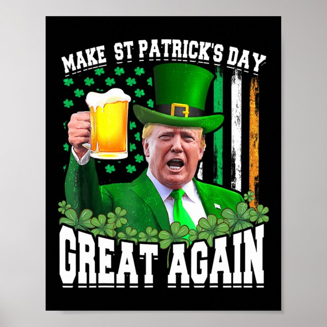 Affiche Saint Patrick's Day Great again Funny Trump (Devant)