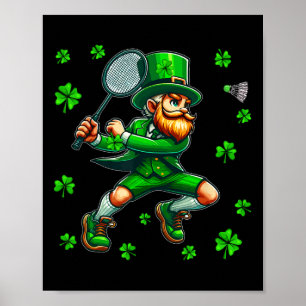 Affiche Saint Patrick's Day Man Jouer du thé au badminton