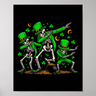 Affiche Saint Patrick's Day Skeleton Dancing Shamrock2