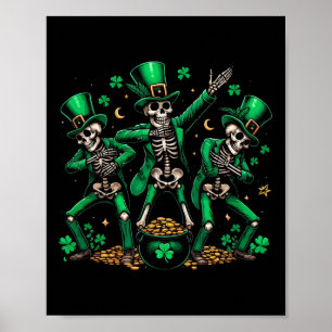Affiche Saint Patrick's Day Skeleton Dancing Shamrock 1