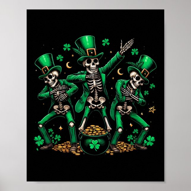Affiche Saint Patrick's Day Skeleton Dancing Shamrock 1 (Devant)