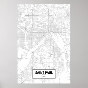 Affiche Saint Paul, Minnesota (noir sur le blanc)
