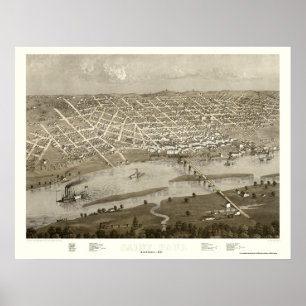 Affiche Saint Paul, MN Carte panoramique - 1867