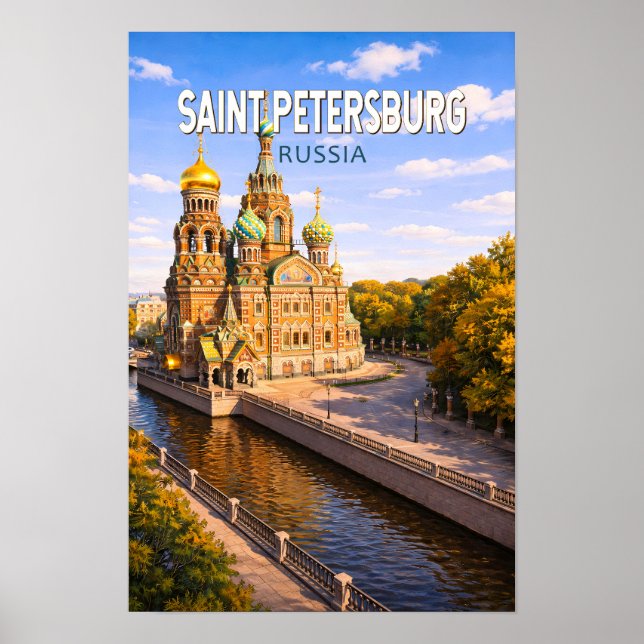 Affiche Saint-Pétersbourg Russie Illustration Voyage Art (Devant)