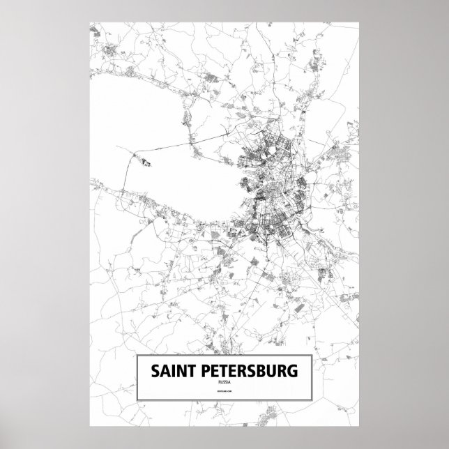 Affiche Saint-Pétersbourg, Russie (noir sur blanc) (Devant)